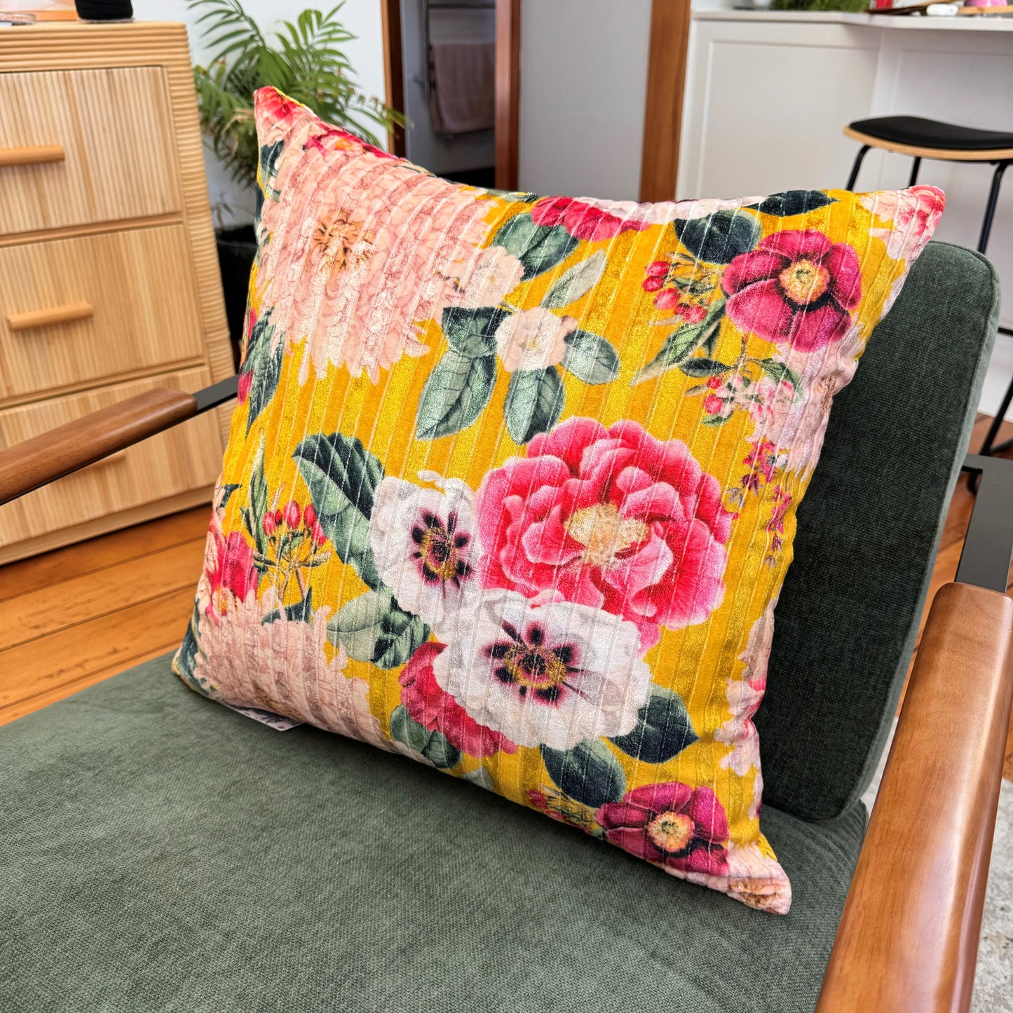 Fleur Corduroy Cushion Gold