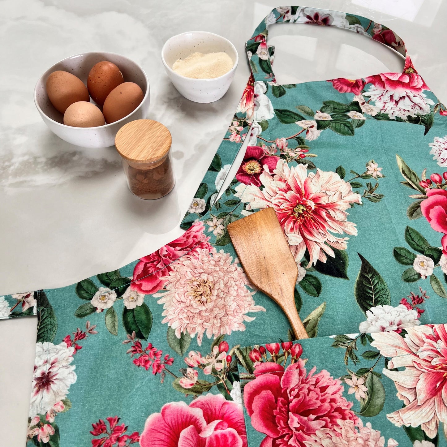 Fleur Apron - Aqua