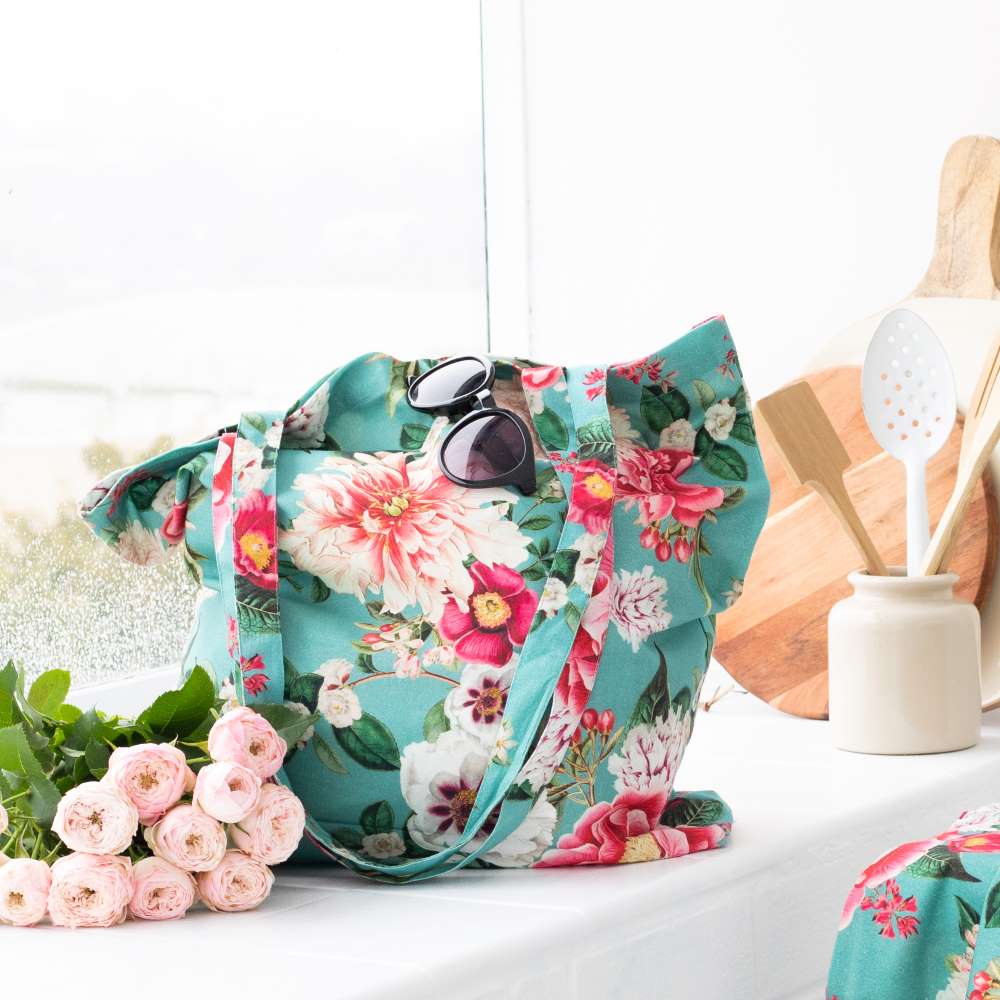 Fleur Tote Bag - Aqua