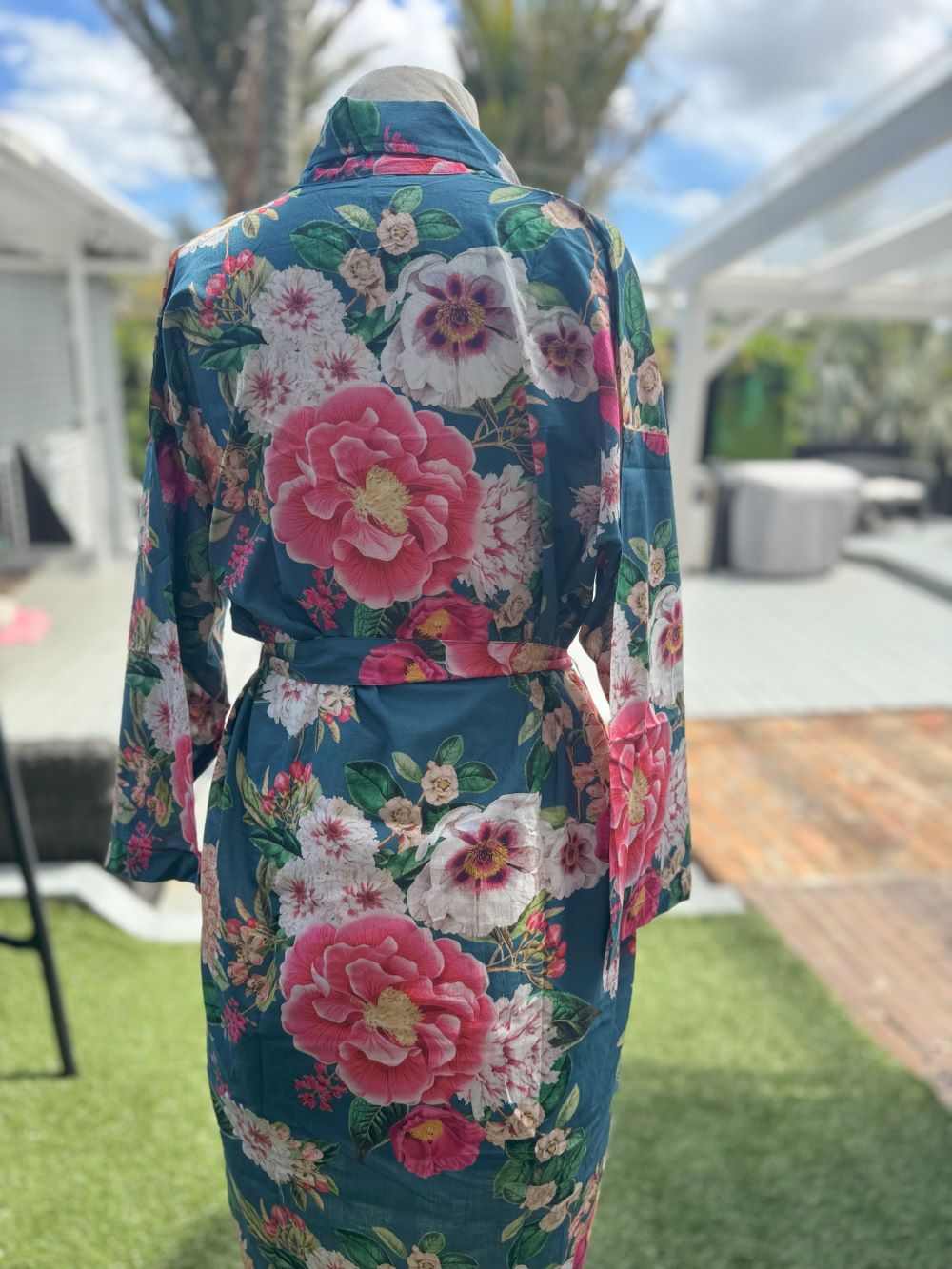 Fleur Kimono Robe Bluestone