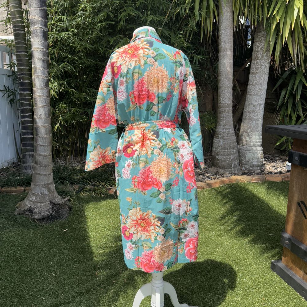 Fleur Kimono Robe Lagoon