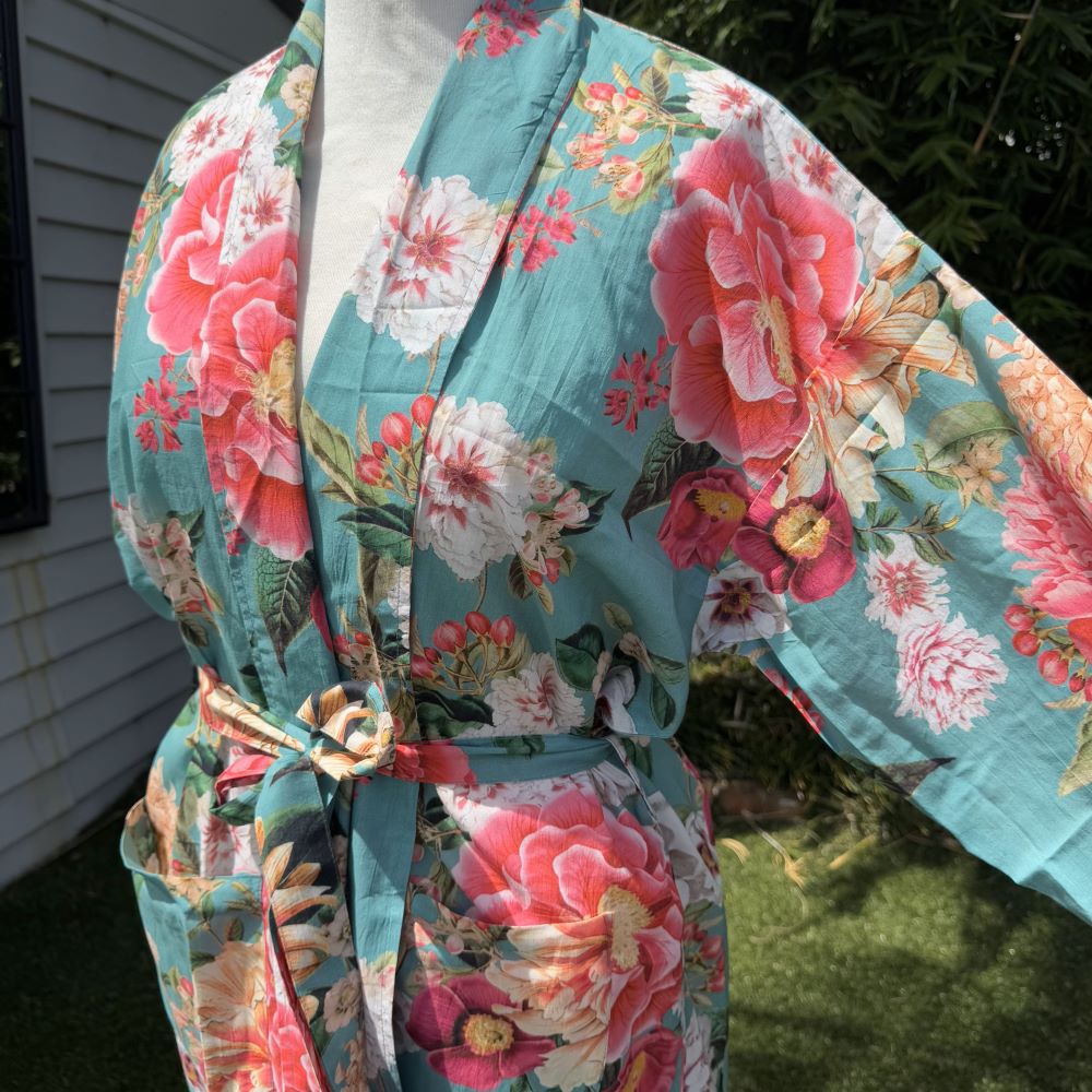 Fleur Kimono Robe Lagoon