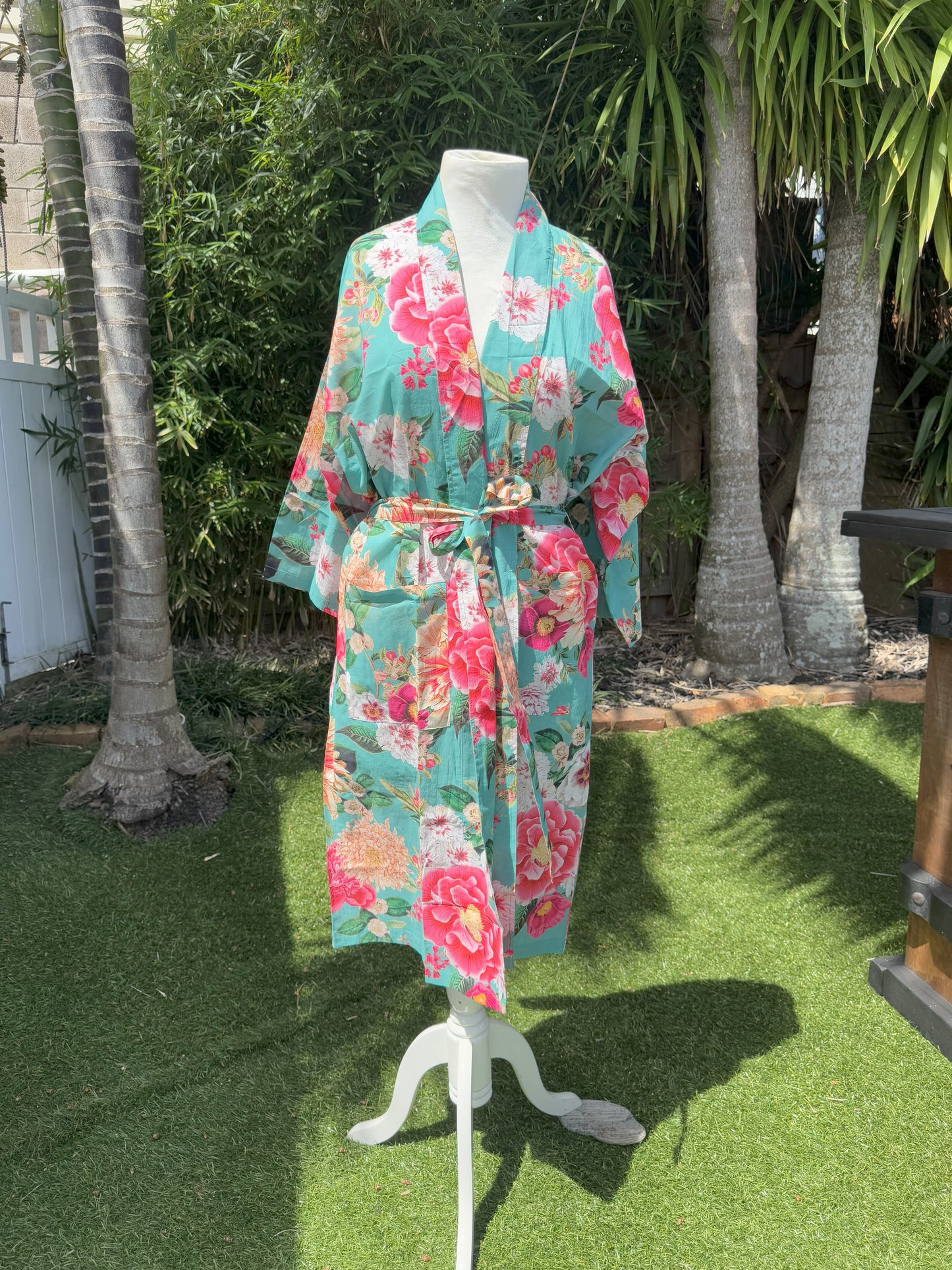 Fleur Kimono Robe Lagoon