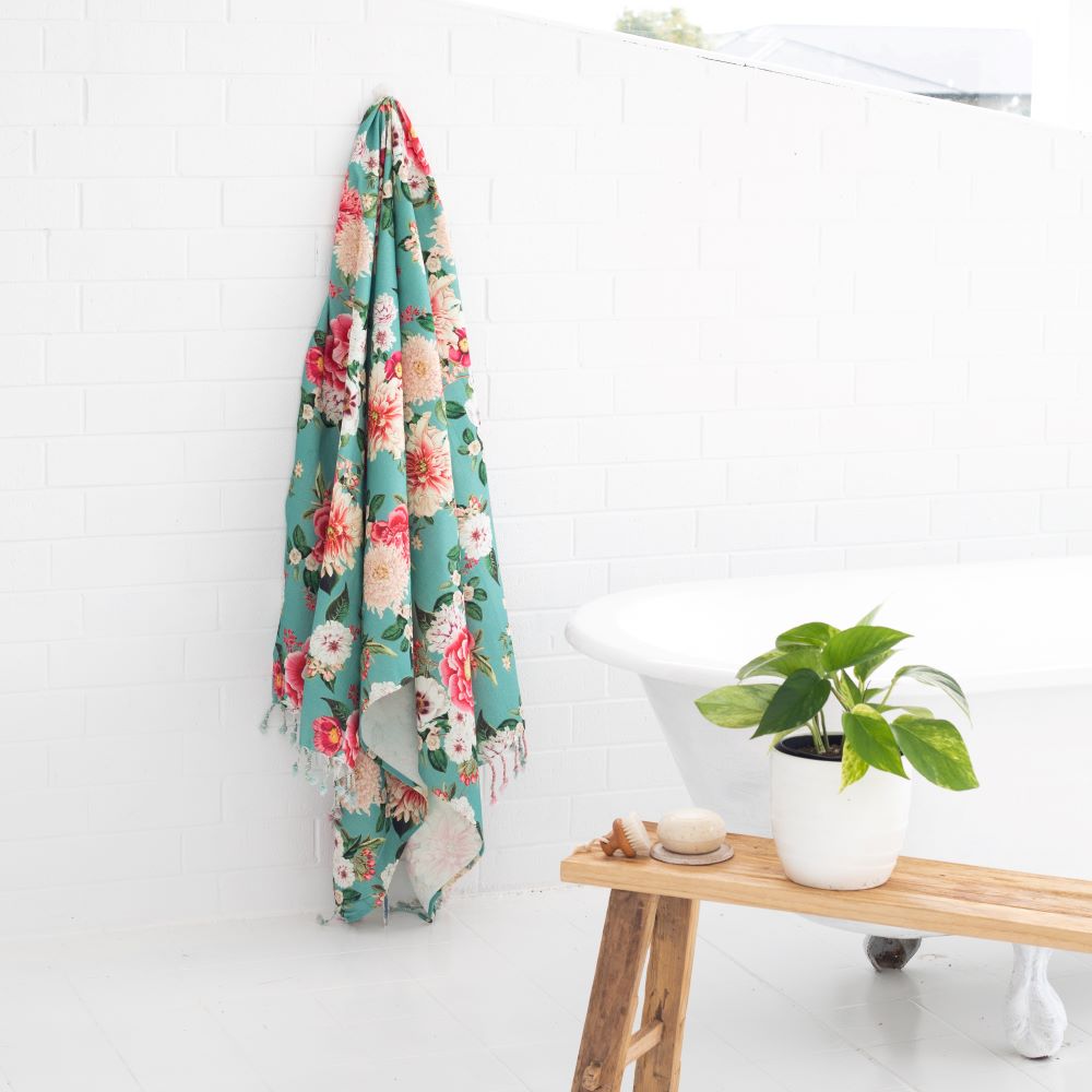Fleur Aqua Turkish Towel