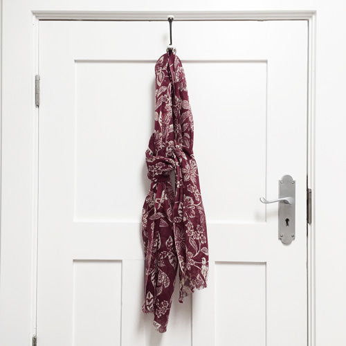 Merino Floral Scarf - Burgundy