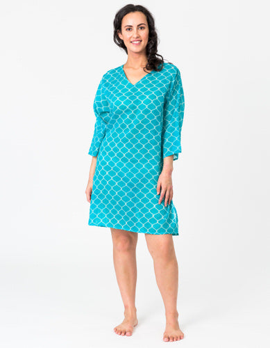 Lattice Turquoise Tunic