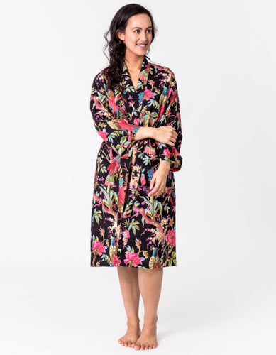 Paradise Black Kimono Robe