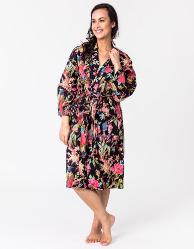 Paradise Black Kimono Robe