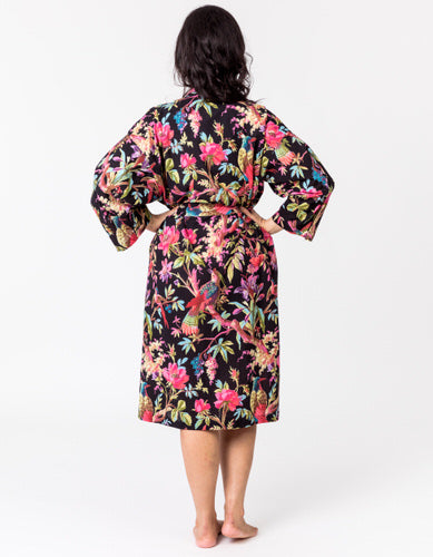 Paradise Black Kimono Robe