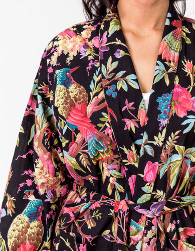 Paradise Black Kimono Robe