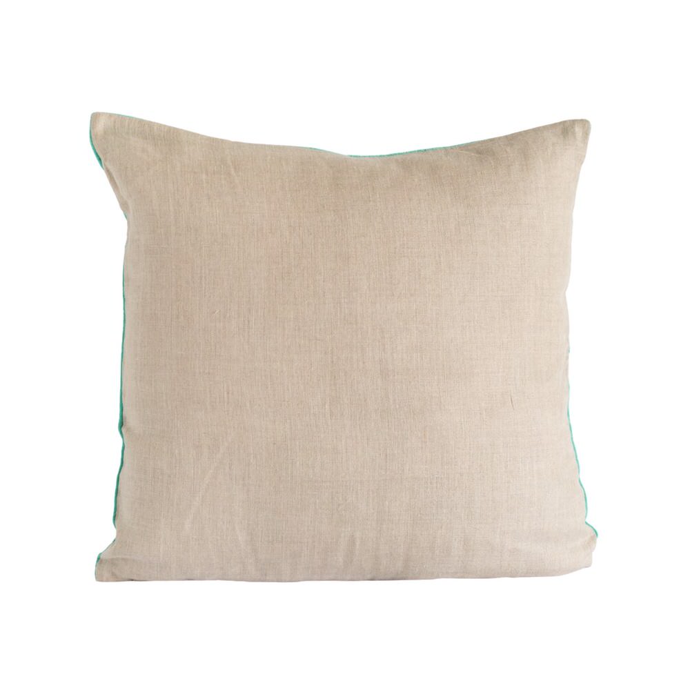 Aqua Velvet and Linen Cushion