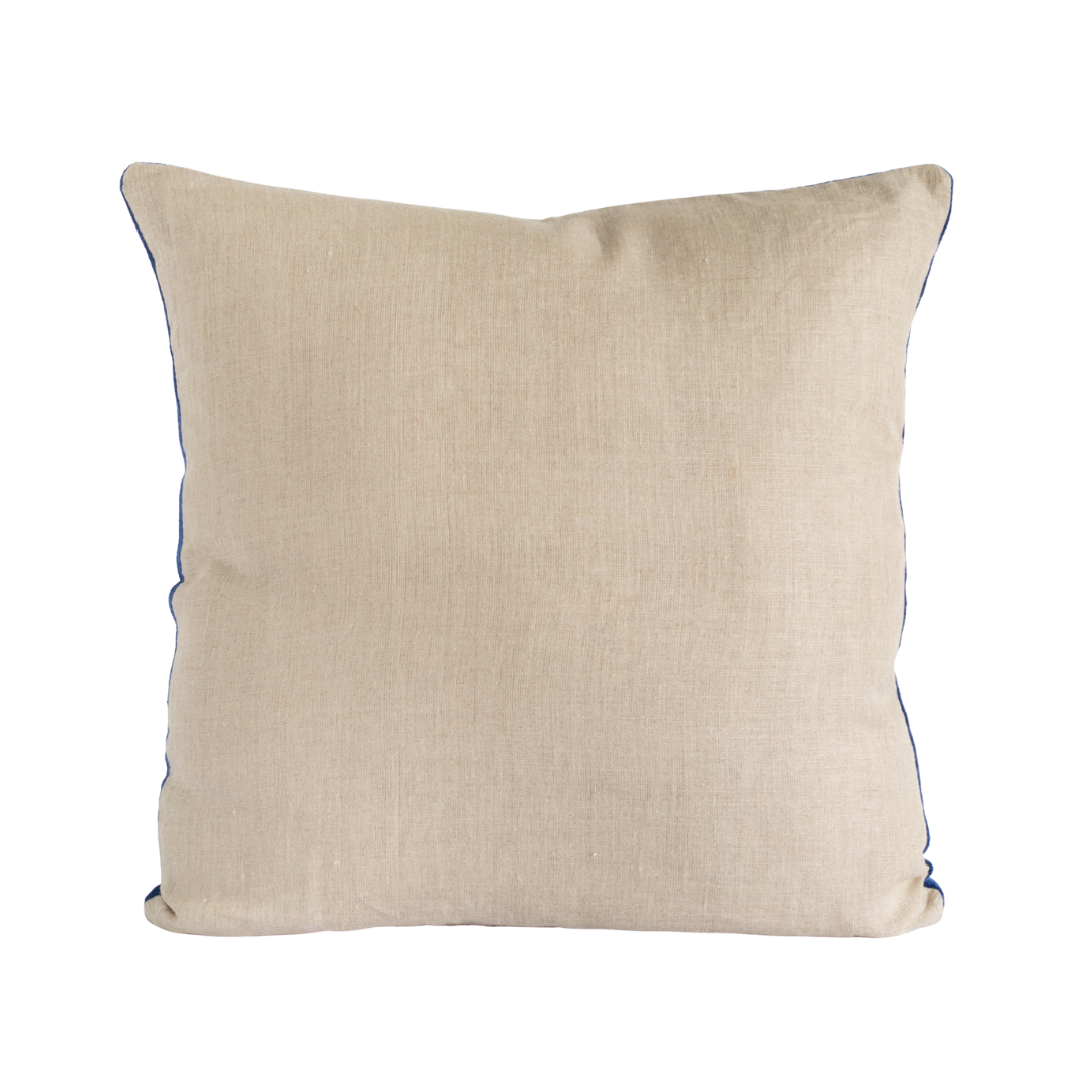 Indigo Velvet and Linen Cushion