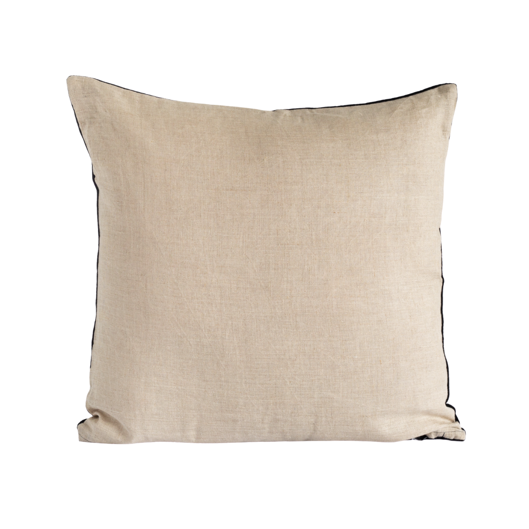Black Velvet and Linen Cushion
