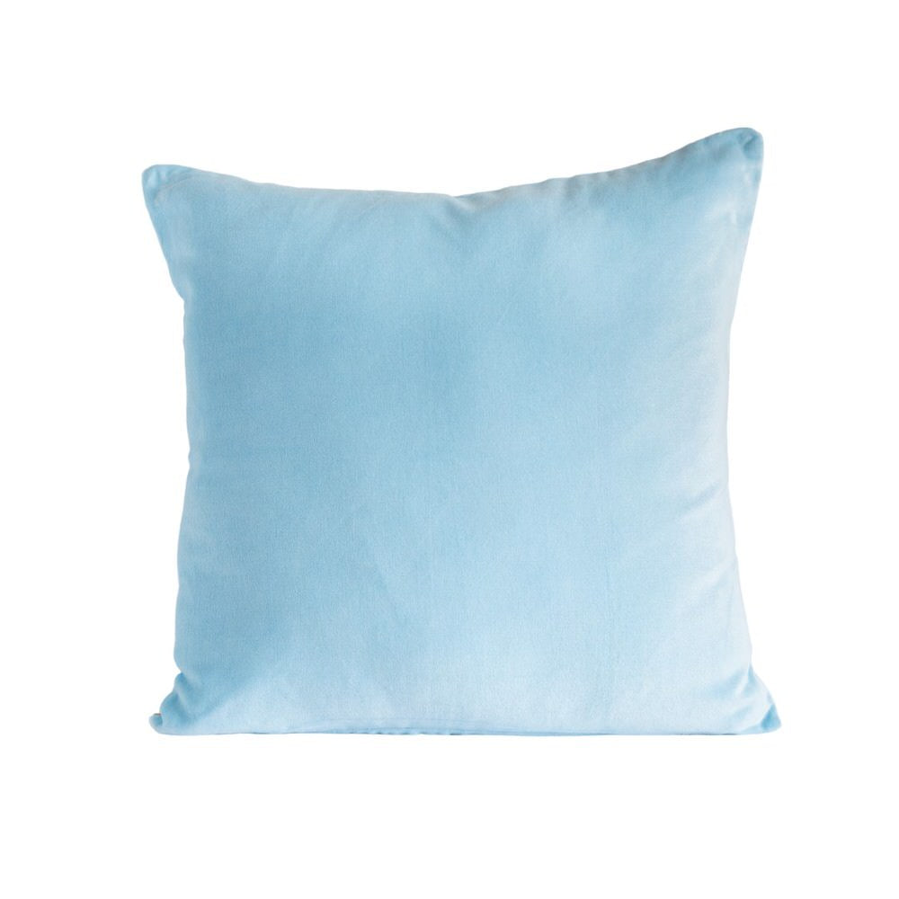 Sky Blue Velvet and Linen Cushion