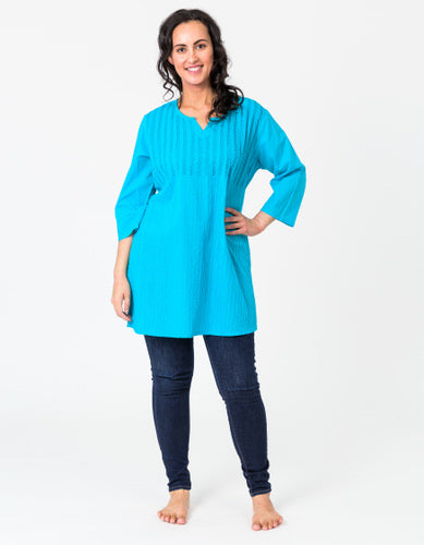 Pintuck Turquoise Tunic
