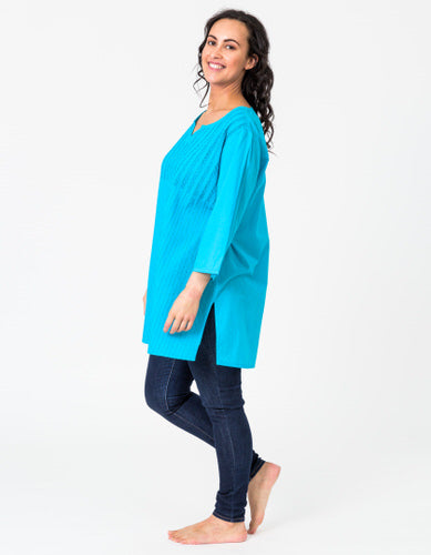Pintuck Turquoise Tunic