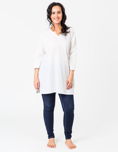 Pintuck White Tunic