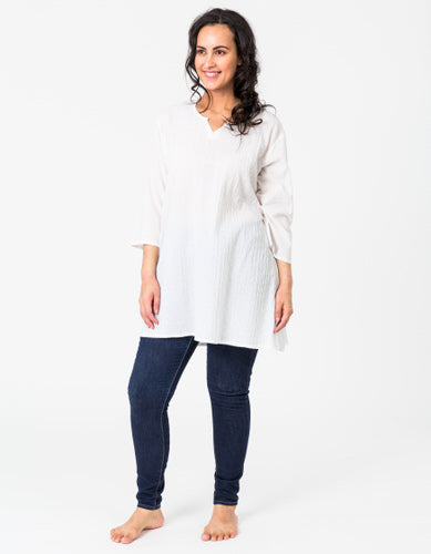 Pintuck White Tunic