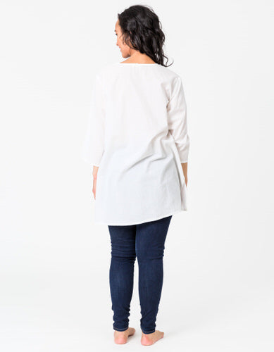 Pintuck White Tunic