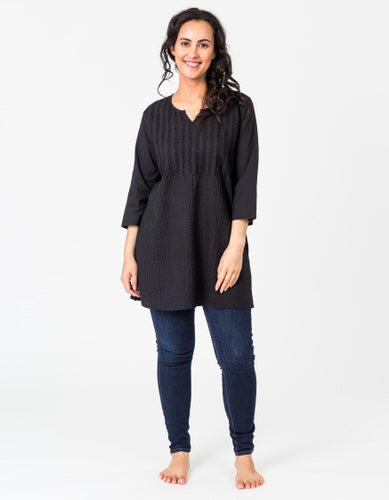 Pintuck Black Tunic