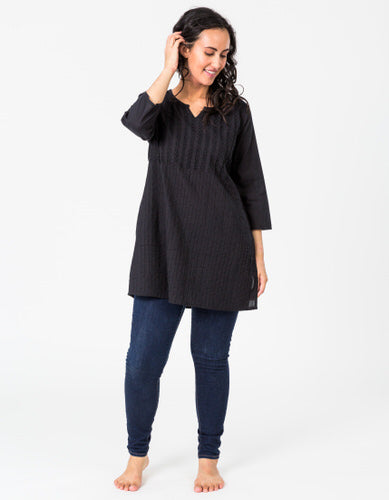 Pintuck Black Tunic