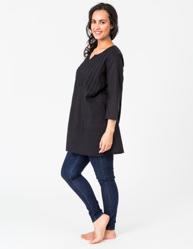 Pintuck Black Tunic
