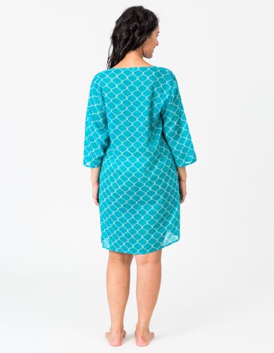 Lattice Turquoise Tunic