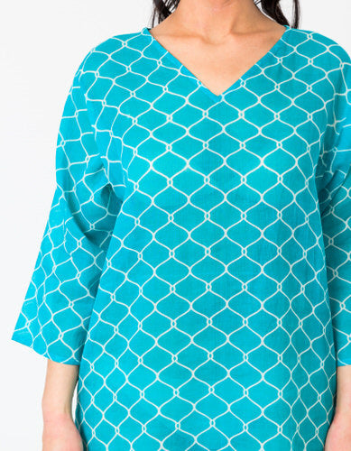 Lattice Turquoise Tunic