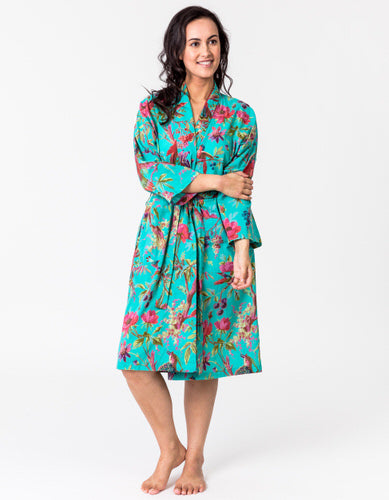 Paradise Aqua Kimono Robe