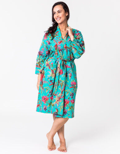 Paradise Aqua Kimono Robe