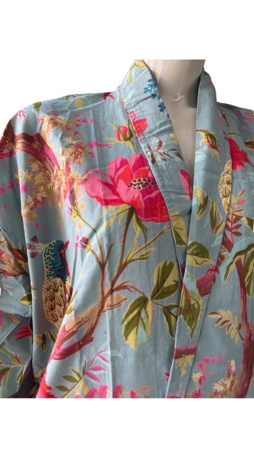 Paradise Sky Blue Kimono Robe