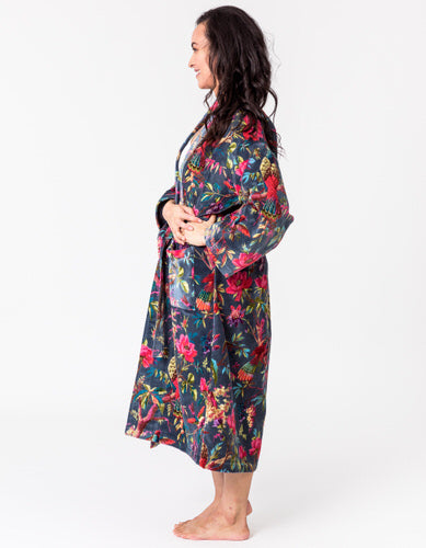 Paradise Bluestone Velvet Kimono Robe