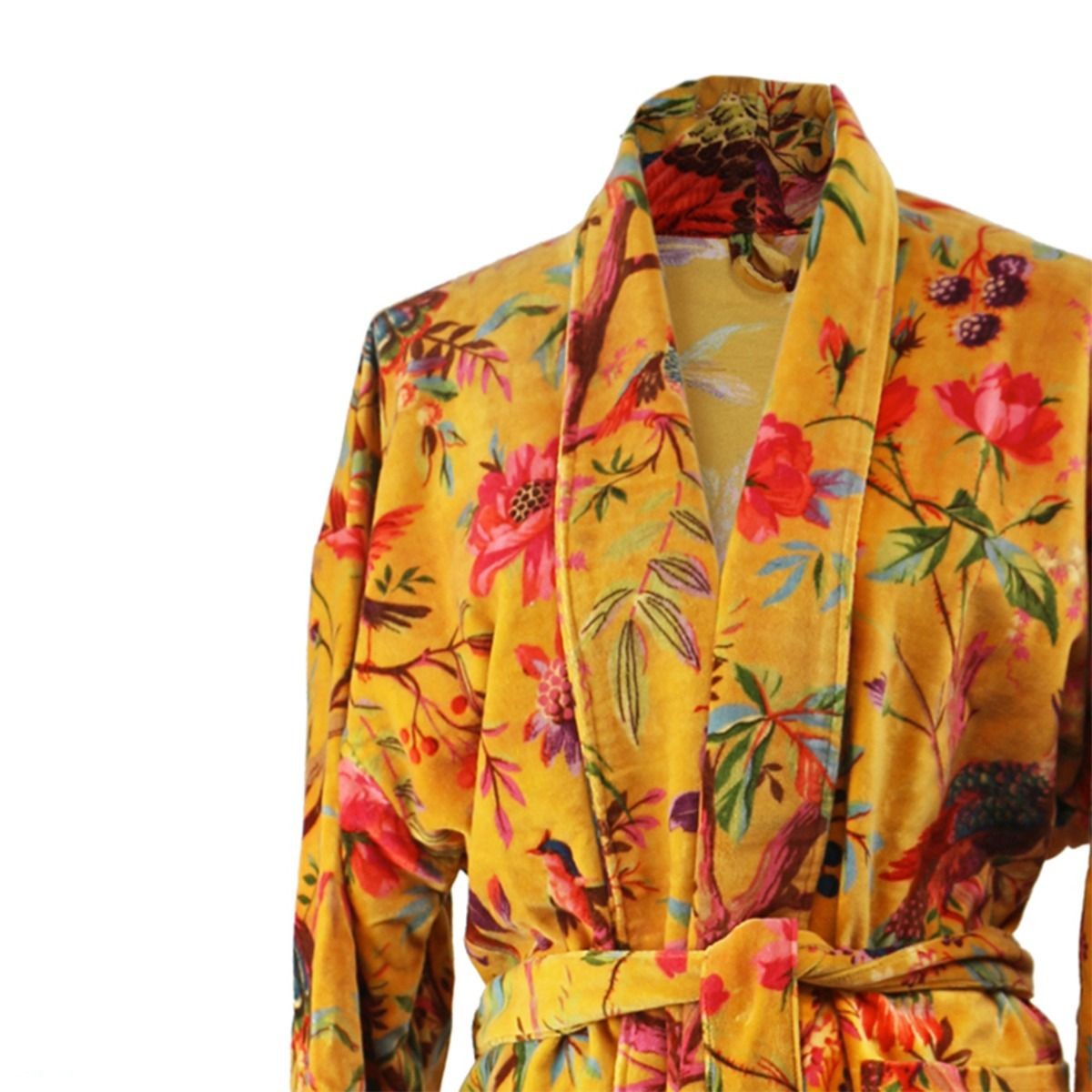 Paradise Gold Velvet Kimono Robe