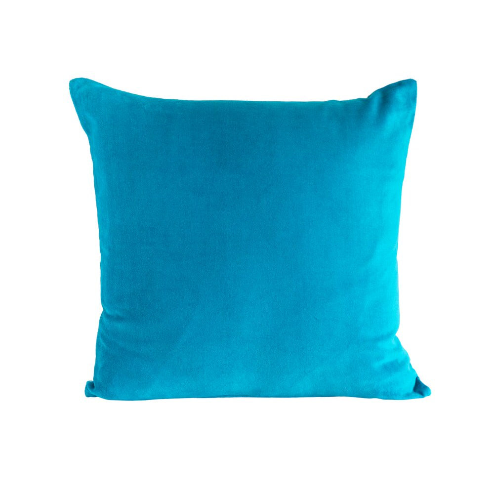 Turquoise Velvet and Linen Cushion Cover