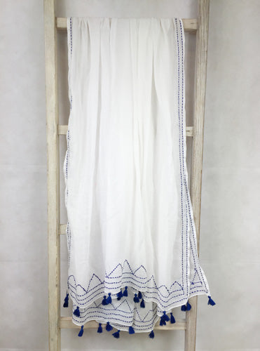 Blue Embroidered Scarf